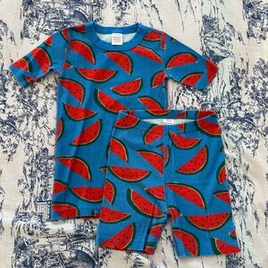 Hanna Andersson Watermelon Print Kids Pajama Set, Size 8 (130 cm)
